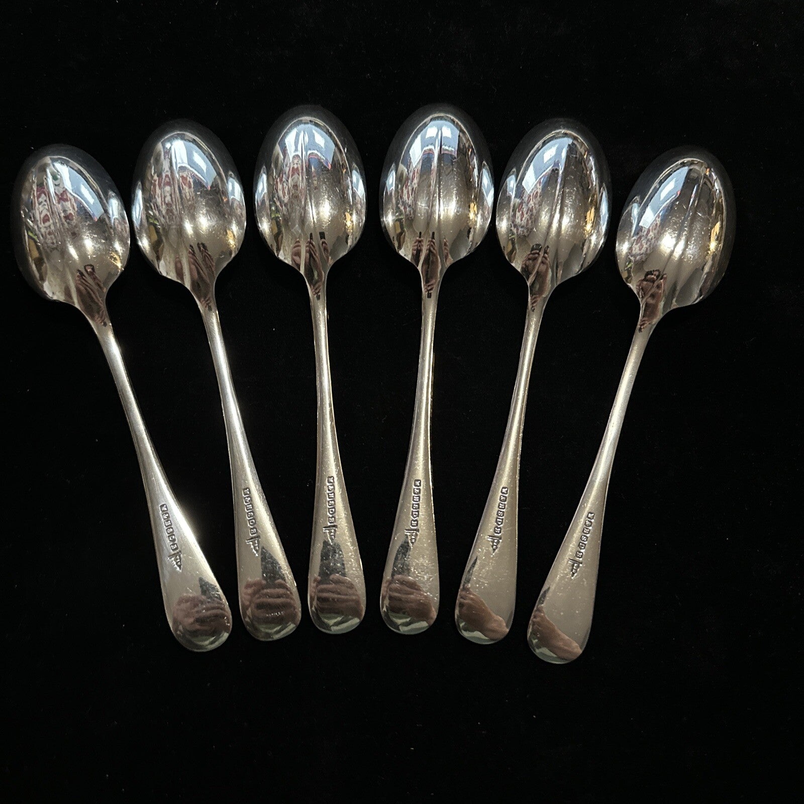 Antique Set of 6 Silver Plated Spoons - Walker & Hall