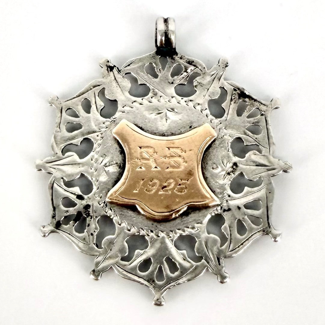 Antique Silver & Gold Fob Medallion – Birmingham 1902 – William James Dingley