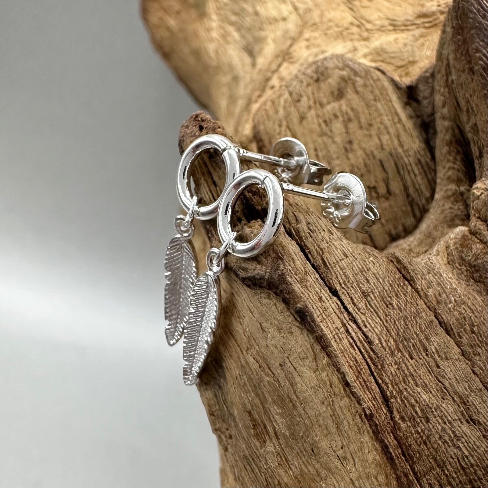 Brand New 925 Sterling Silver Feather Earrings