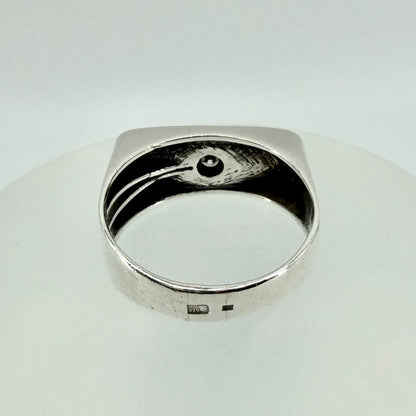 Vintage Polish Silver Ring with White Stone – UK Size W