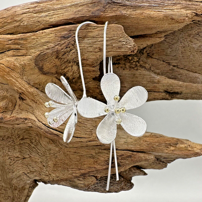 Elegant 925 Sterling Silver Handcrafted Flower Drop Earrings – Various Designs