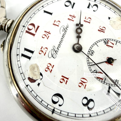 Antique Swiss “Chronomètre” Pocket Watch – Argentan Case – Working – c.1900