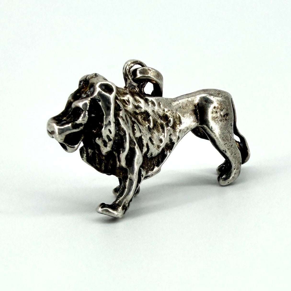 Antique Sterling Silver Lion Charm Pendant