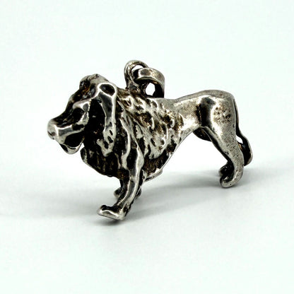 Antique Sterling Silver Lion Charm Pendant