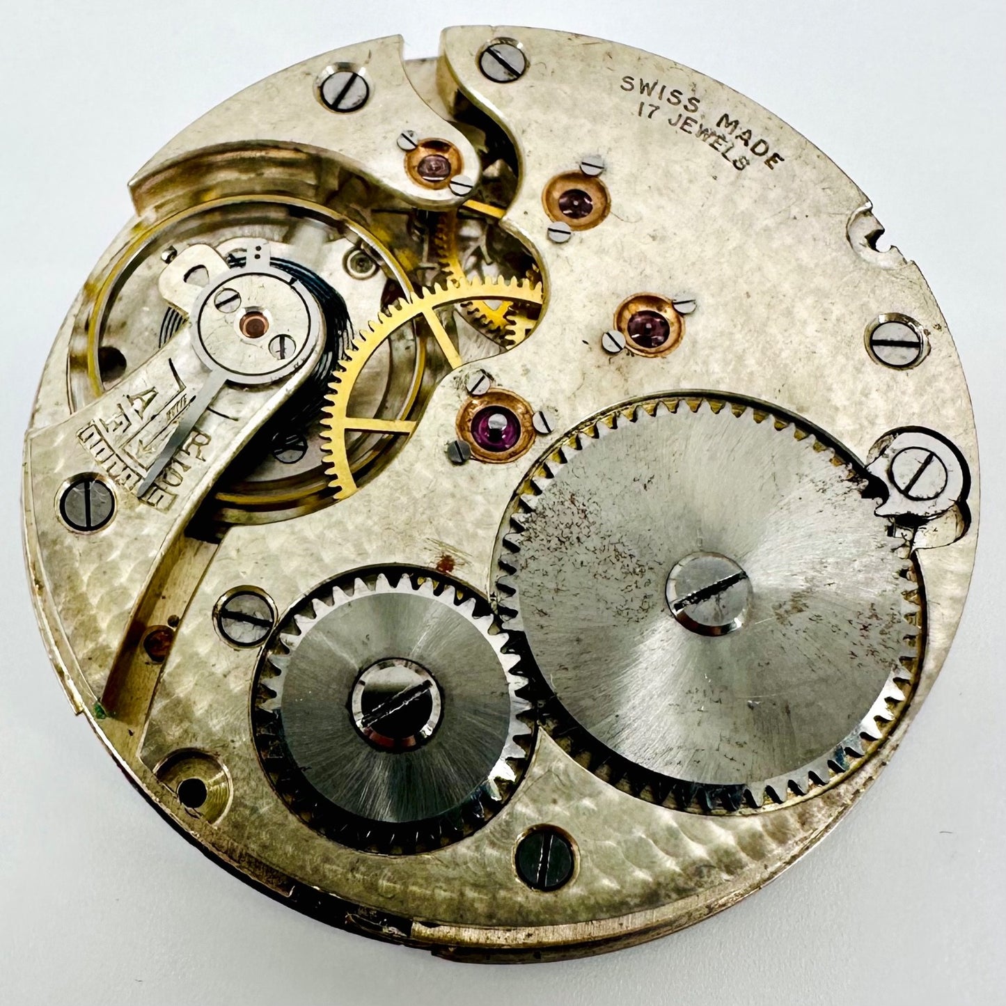 Antique Swiss Pocket Watch Movement – 17 Jewels – Working
