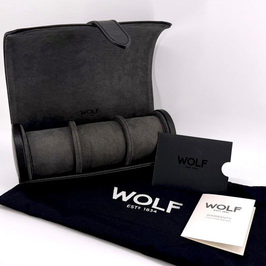 WOLF Blake Triple Watch Roll – Black/Grey – Brand New with Box