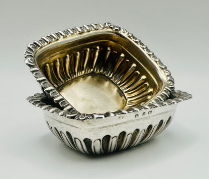 Pair of Antique Victorian Silver Salts - Birmingham 1897 by S. Blanckensee & Son