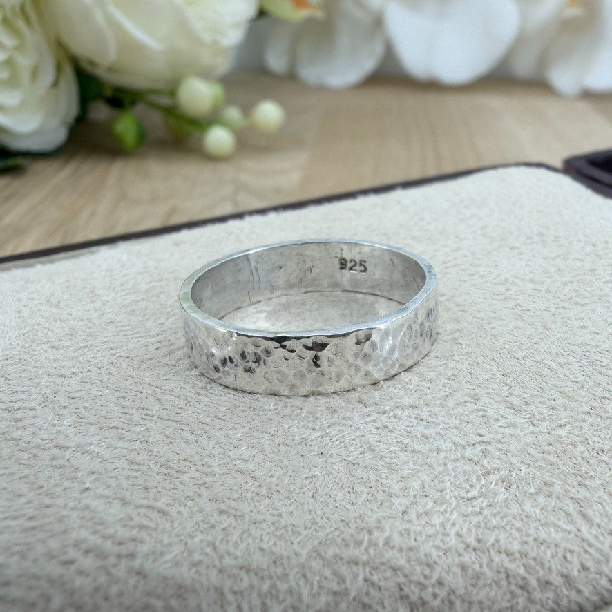 Vintage 925 Sterling Silver Rose Quartz Ring – UK Size Q – Rectangular Cabochon