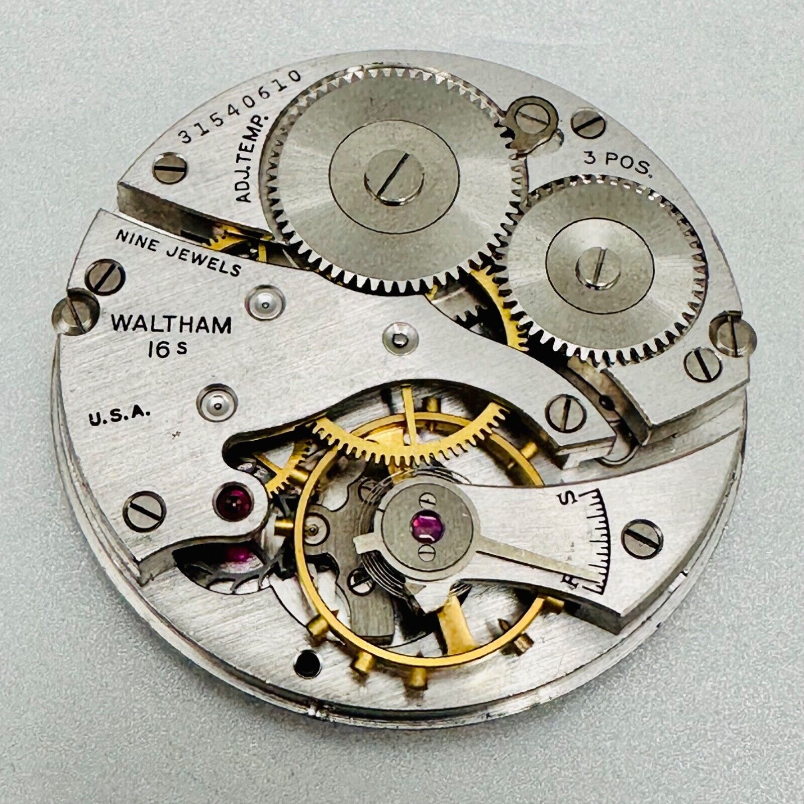 Antique Waltham - Model 1908 - 16s - 9 Jewel Pocket Watch Movement – Working
