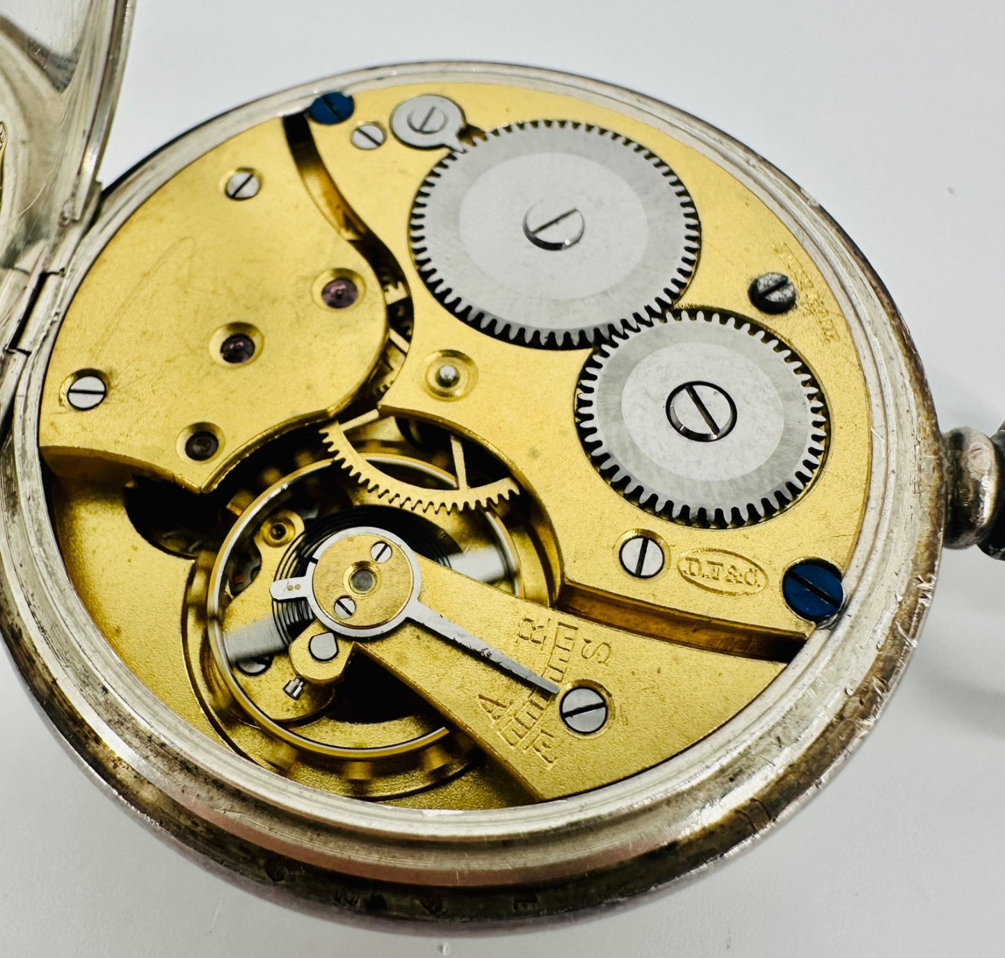 Antique Silver Pocket Watch - Dimier Frères & Co. - Birmingham 1920 - Working