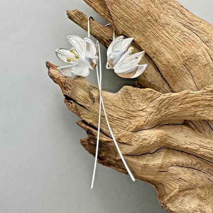 Elegant 925 Sterling Silver Handcrafted Flower Drop Earrings – Various Designs