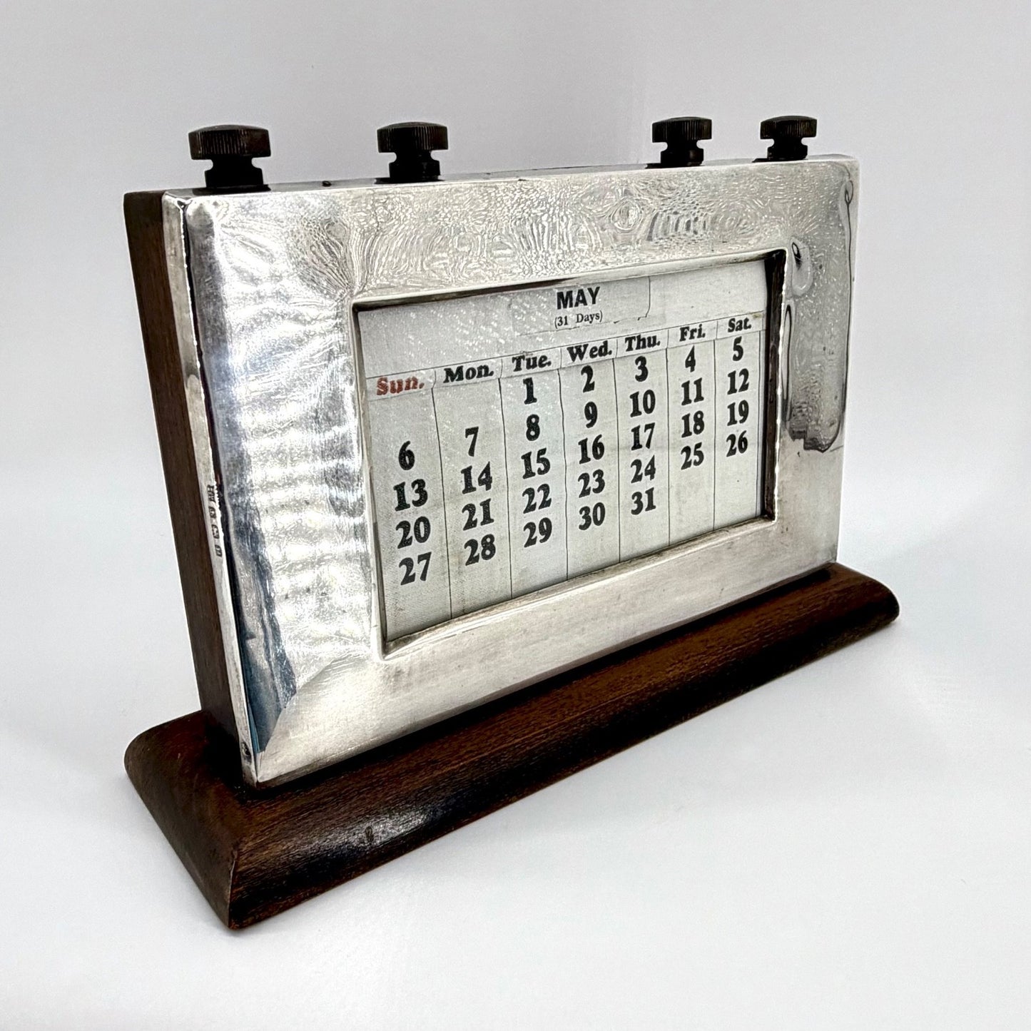 1939 Sterling Silver Desk Calendar – Birmingham – W.J. Myatt & Co