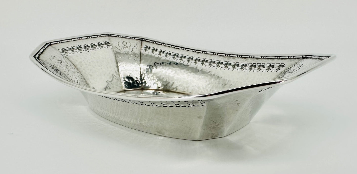 Antique American Sterling Silver Dish – Pierced & Hammered Design – Webster Co.