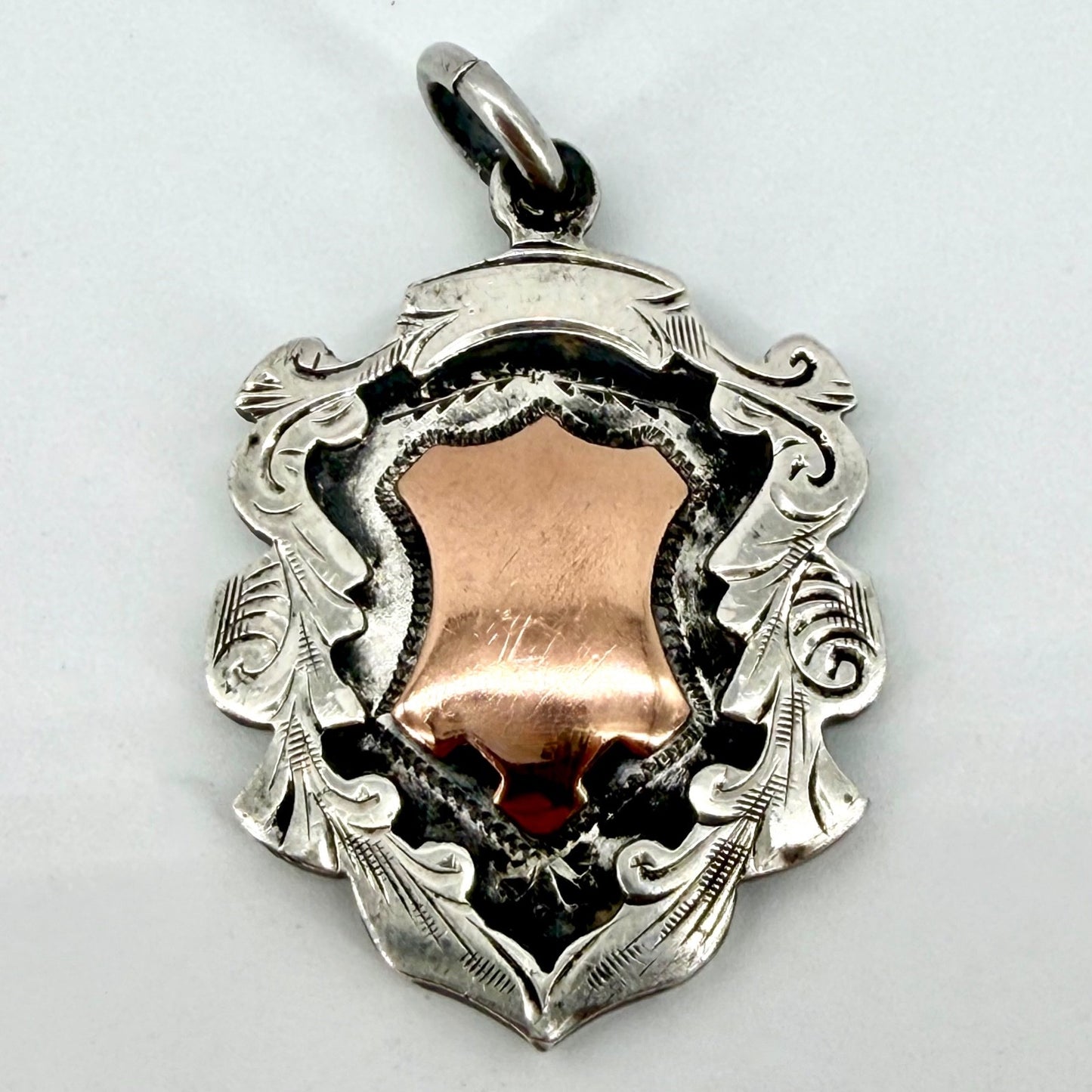 Antique Sterling Silver & Gold Fob Medal, Birmingham 1930, Herbert Bushell & Son