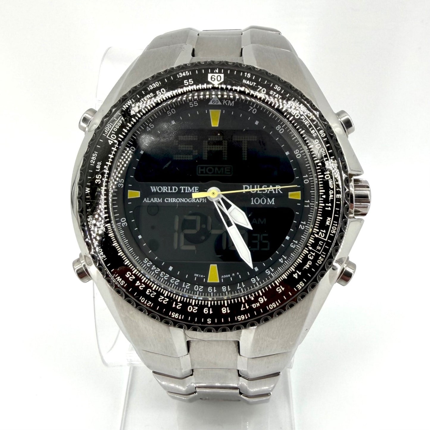 Pulsar NX14-X001 World Time Alarm Chronograph Watch – Analog Digital