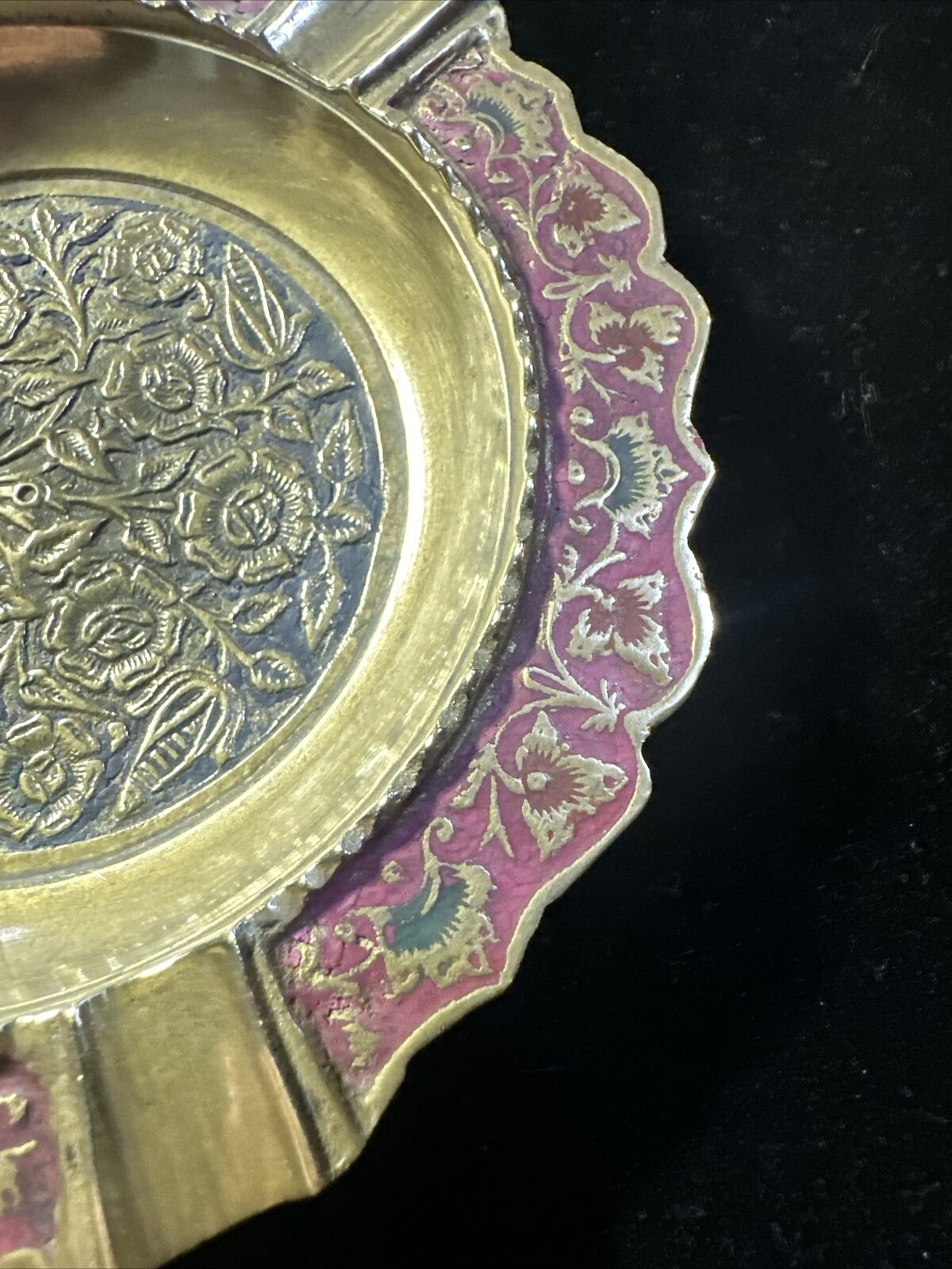 Antique Painted Brass Ashtray