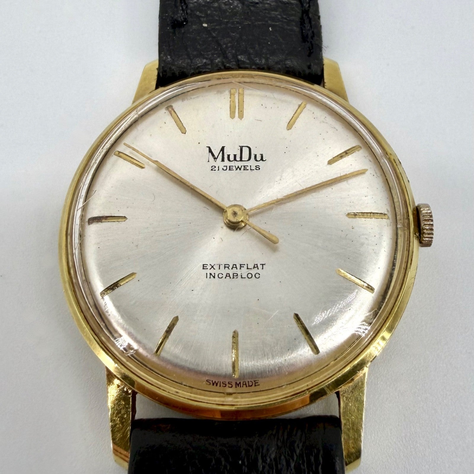 Vintage MuDu Swiss Watch – 21 Jewels – Geneva Sport 51 Movement – Extra Flat