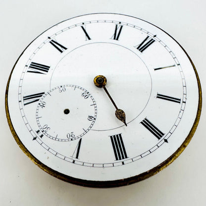 Antique Pocket Watch Movement – Key Wound, Enamel Dial – Working - 46.6mm