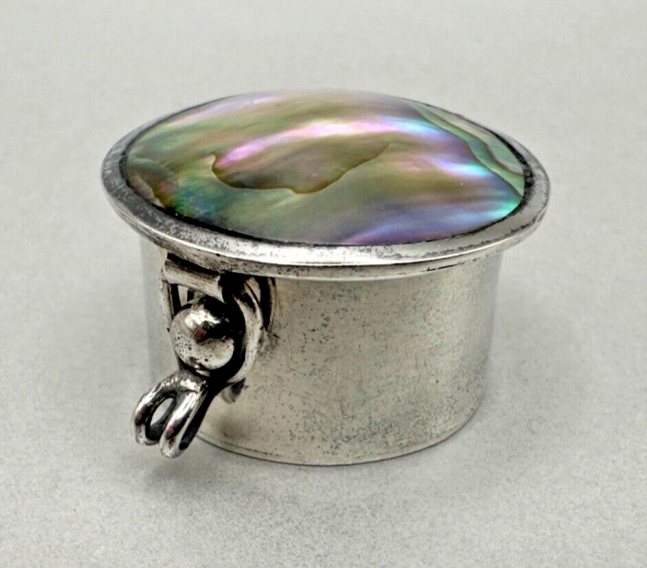 Vintage Silver Pill Box - TM-269 Mexico 925 with Abalone Lid