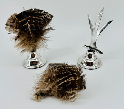 Pair Antique Silver Menu Holders – Chester 1898 Florence Warden – Feathers