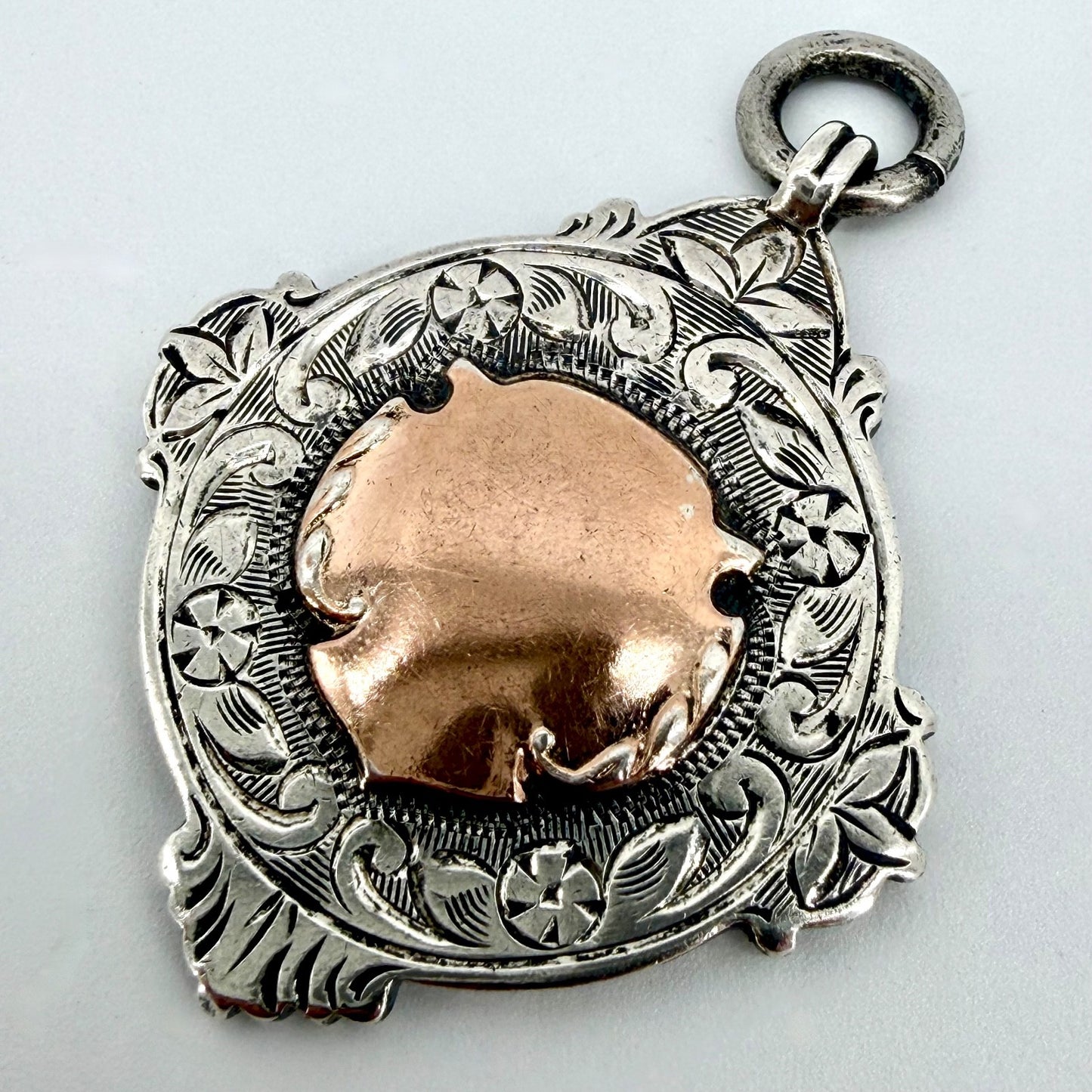 Antique Sterling Silver & Gold Fob Medal, Birmingham 1933, Herbert Bushell & Son