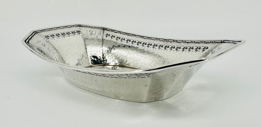 Antique American Sterling Silver Dish – Pierced & Hammered Design – Webster Co.