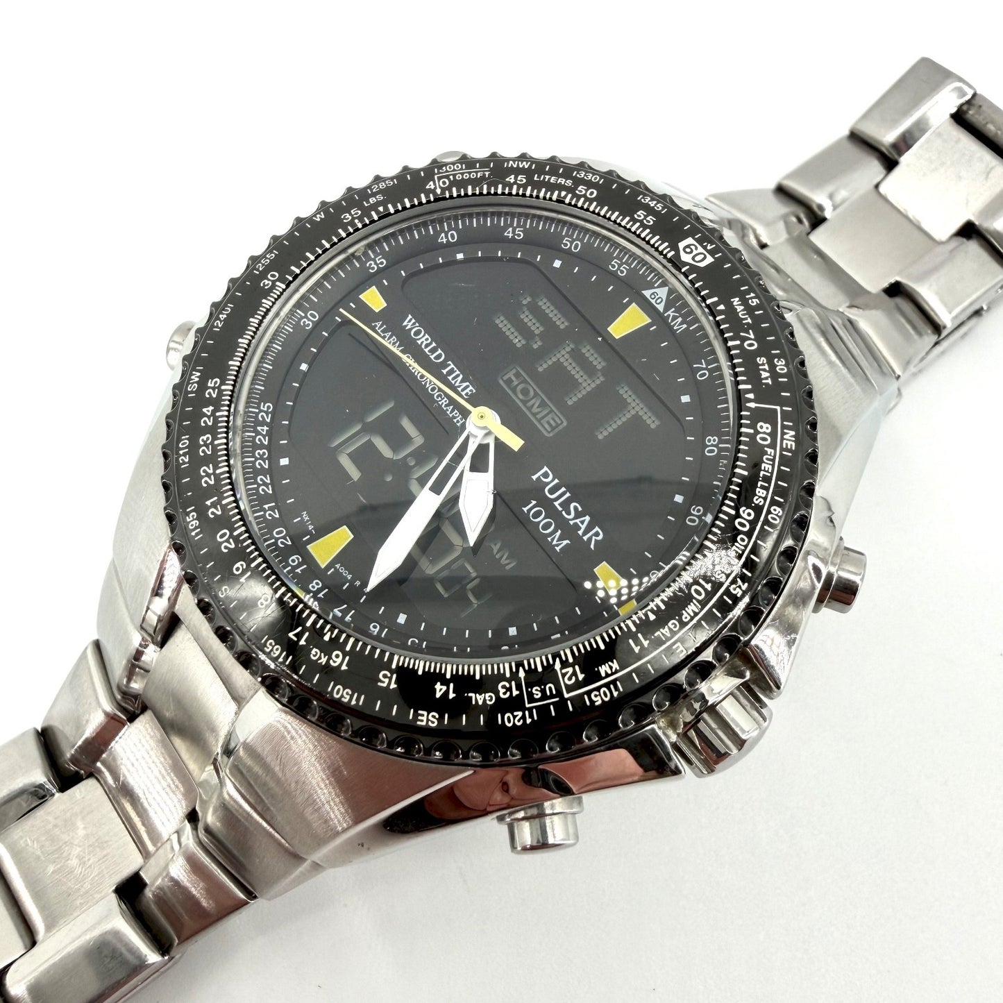 Pulsar NX14-X001 World Time Alarm Chronograph Watch – Analog Digital
