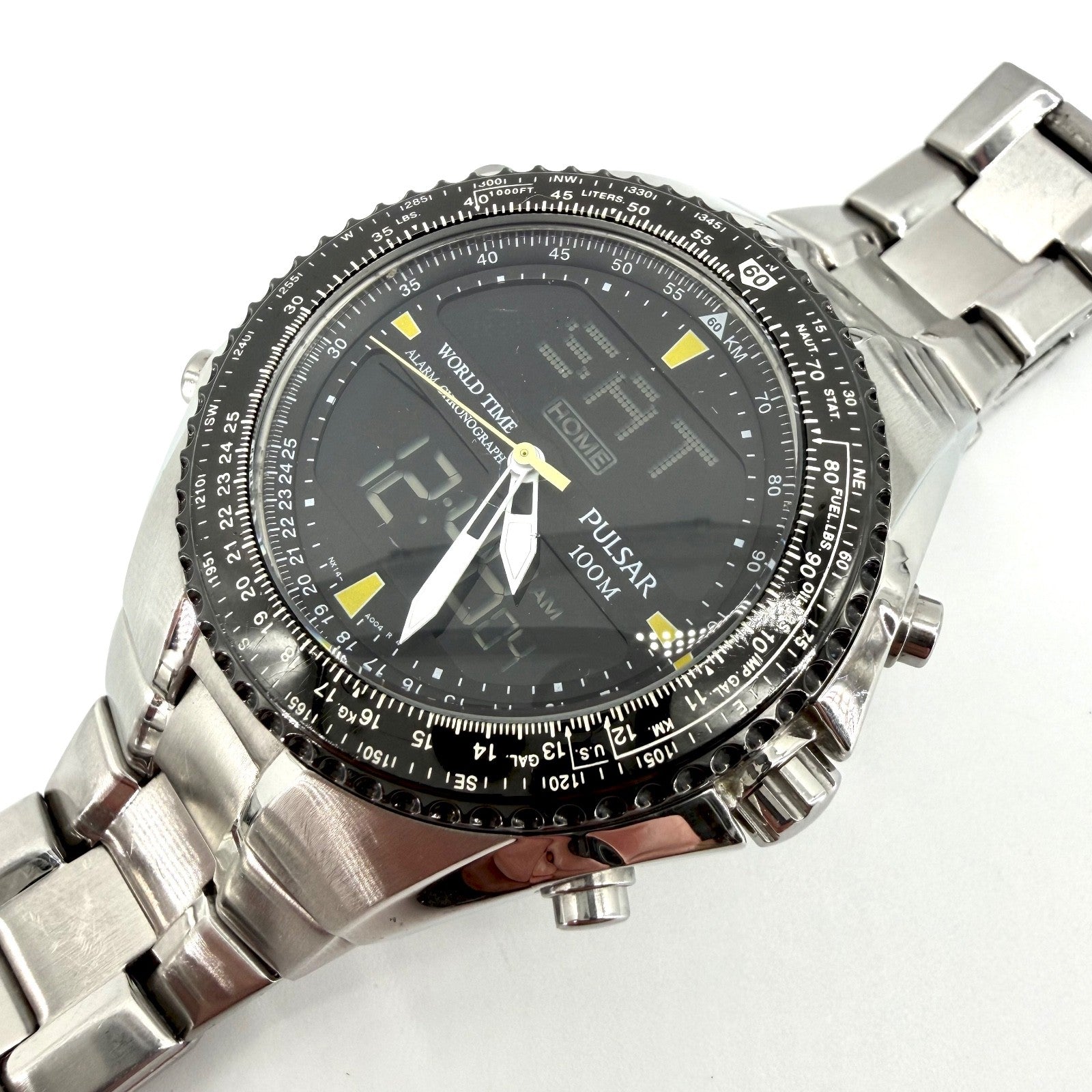 Pulsar NX14-X001 World Time Alarm Chronograph Watch – Analog Digital