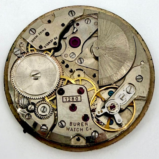 Vintage Buren 1280 Automatic Watch Movement – 30 Jewels – Swiss Made – Working