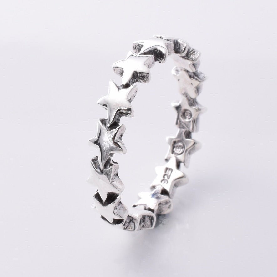 Brand New 925 Sterling Silver "Band of Stars" Ring
