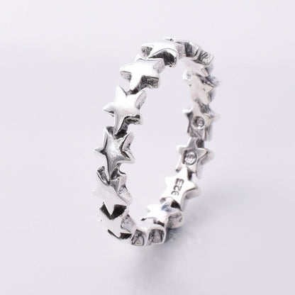 Brand New 925 Sterling Silver "Band of Stars" Ring