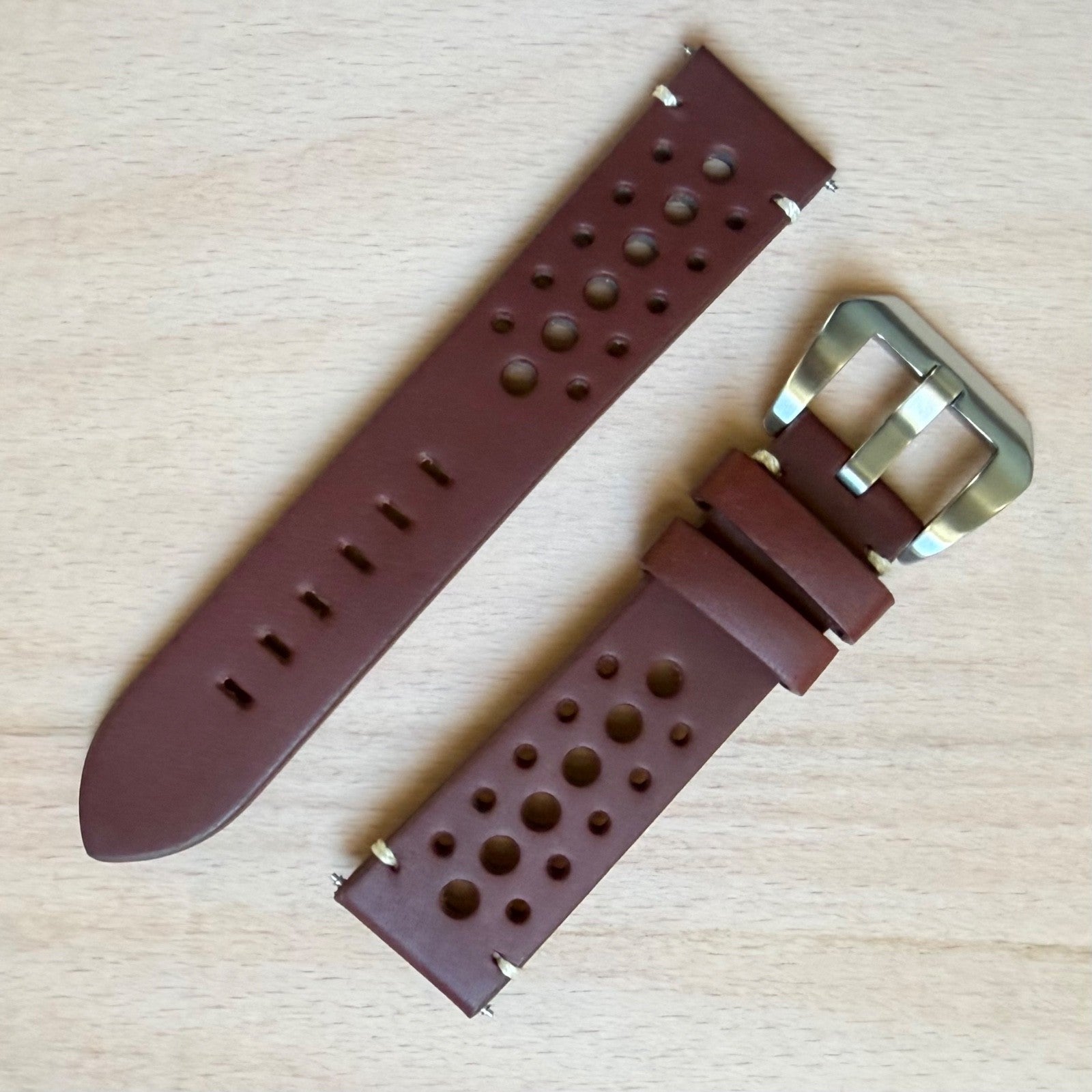 Brand New Luxury Rally Sports Smooth Leather Watch Strap - Genuine Calf Leather
