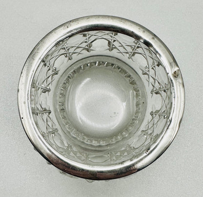 Antique Silver Rimmed Glass Salt – Birmingham 1902 Henry Bushell & Co