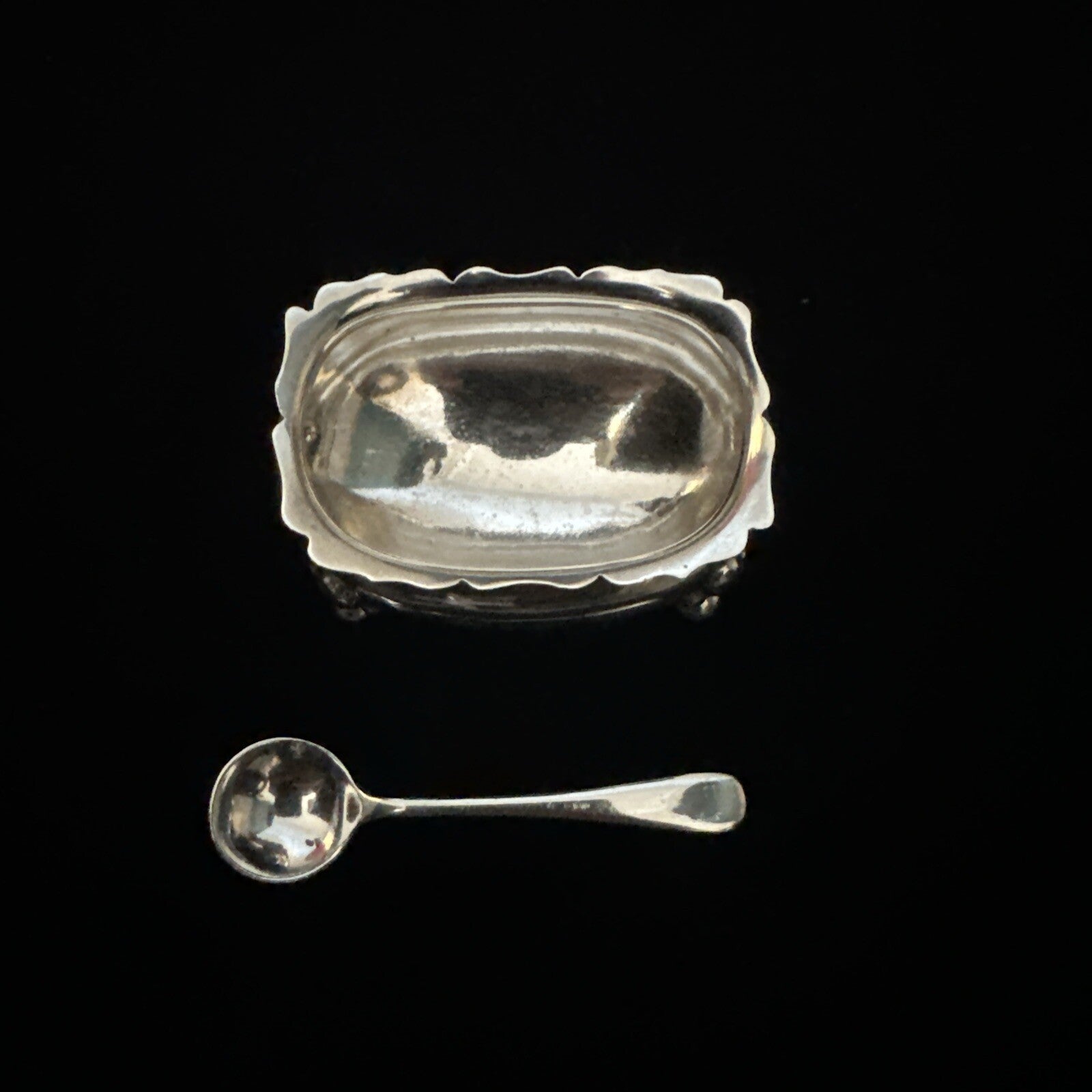 Vintage Silver Salt & Spoon - Birmingham 1963 Adie Brothers Ltd
