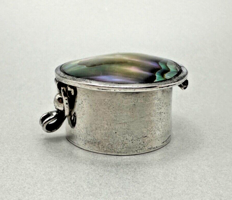 Vintage Silver Pill Box - TM-269 Mexico 925 with Abalone Lid