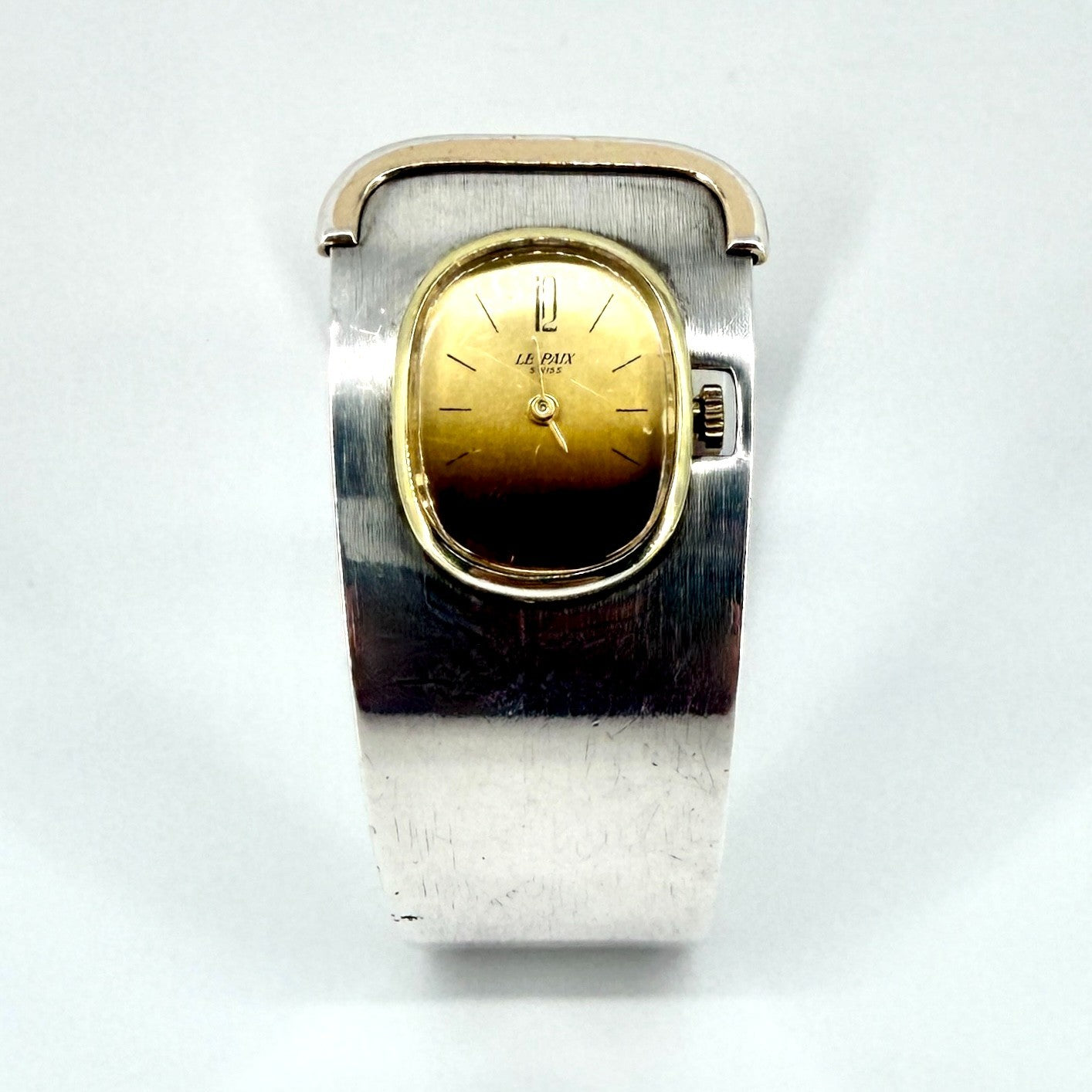 Vintage Le Paix 925 Sterling Silver Bangle Watch – Swiss Quartz – c.1970s