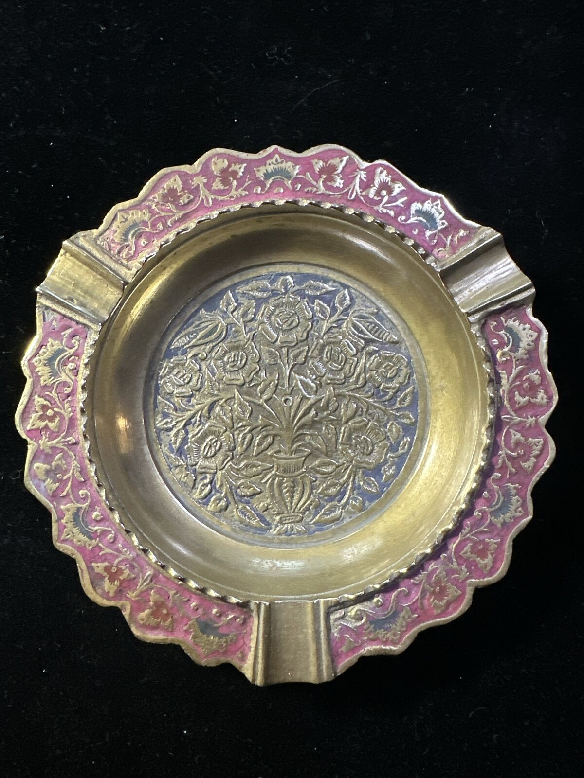 Antique Painted Brass Ashtray