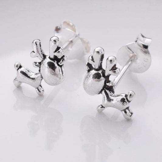 Brand New 925 Sterling Silver Reindeer Earrings