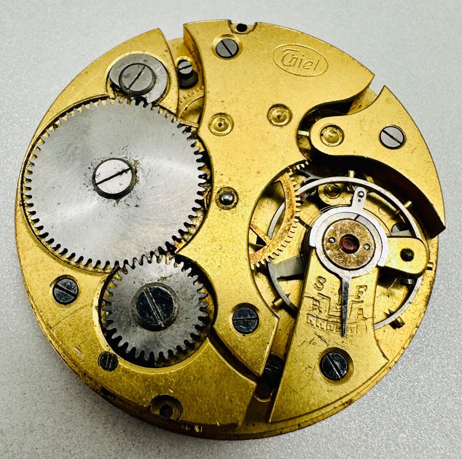 Antique Thiel Pocket Watch Movement - Spares or Repair (40.5mm Dia)