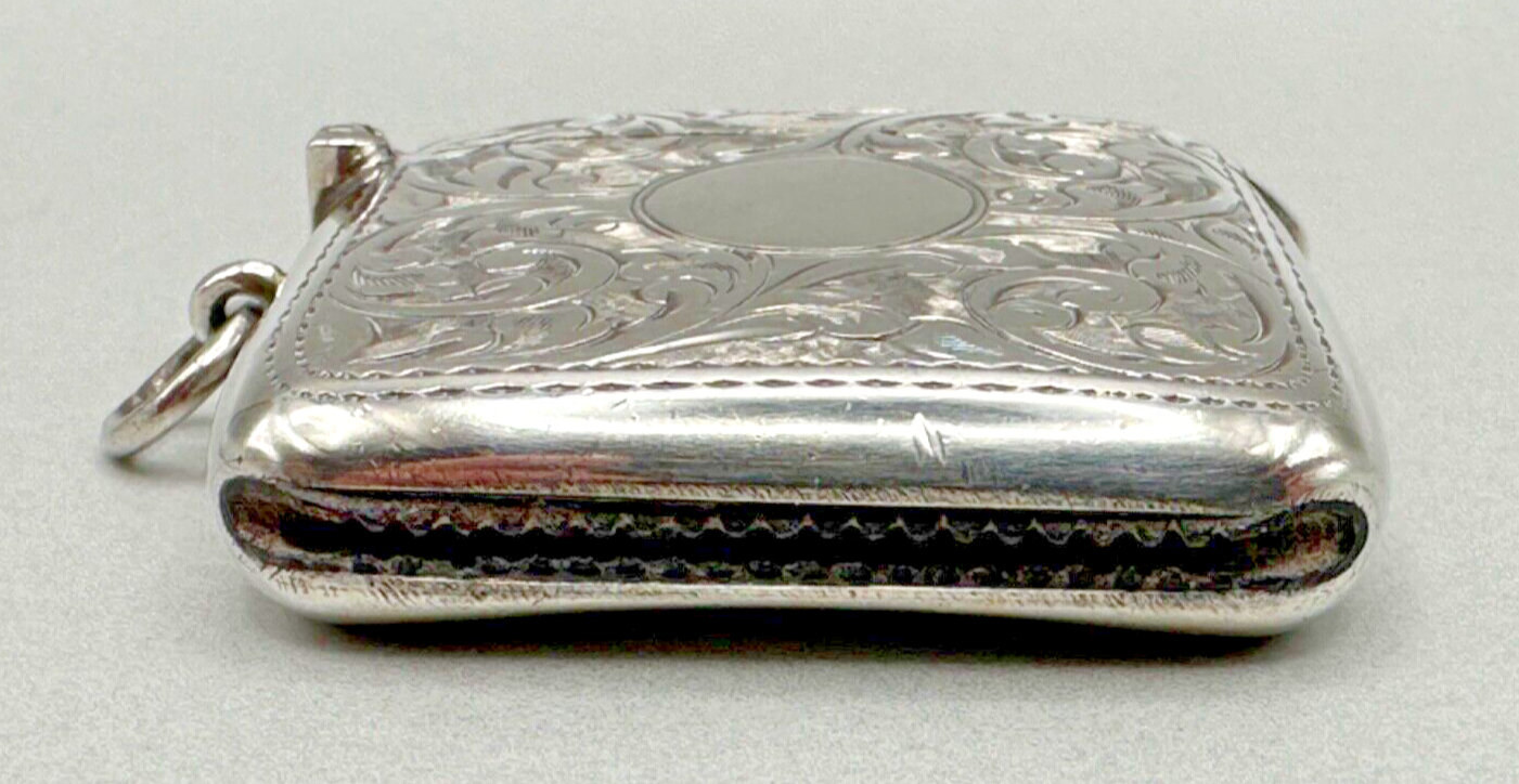 Antique Curved Silver Vesta Case - Chester 1913 Stewart Dawson & Co