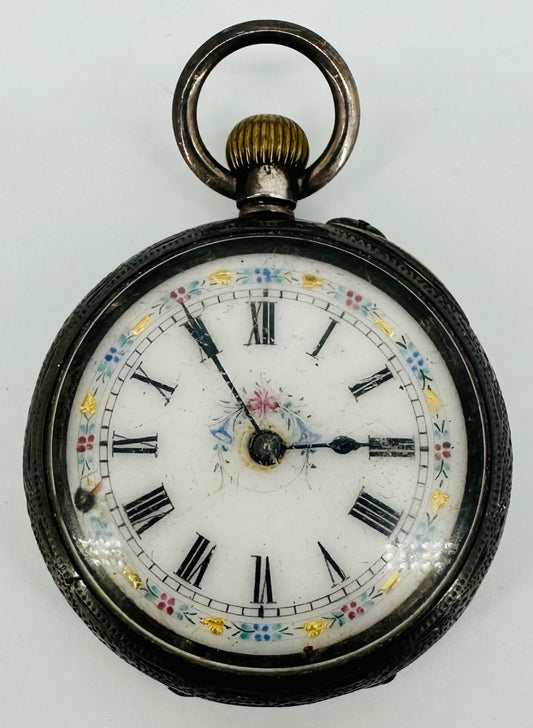 Antique Swiss 935 Silver Case Pocket Watch – Working