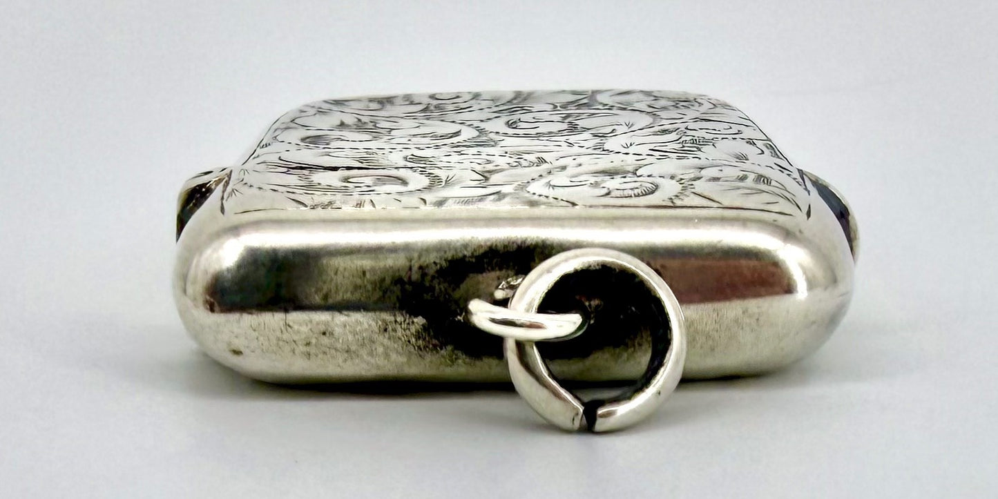 Antique Silver Vesta Case – Albert Sydenham, Birmingham 1896