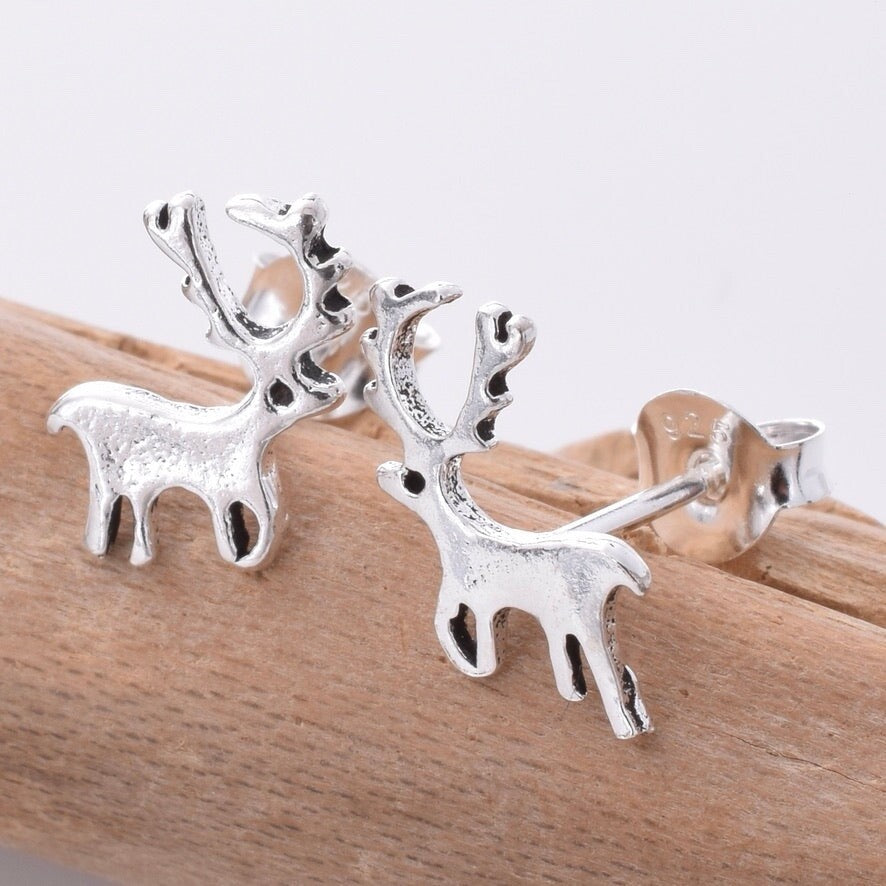 Brand New 925 Sterling Silver Reindeer Earrings