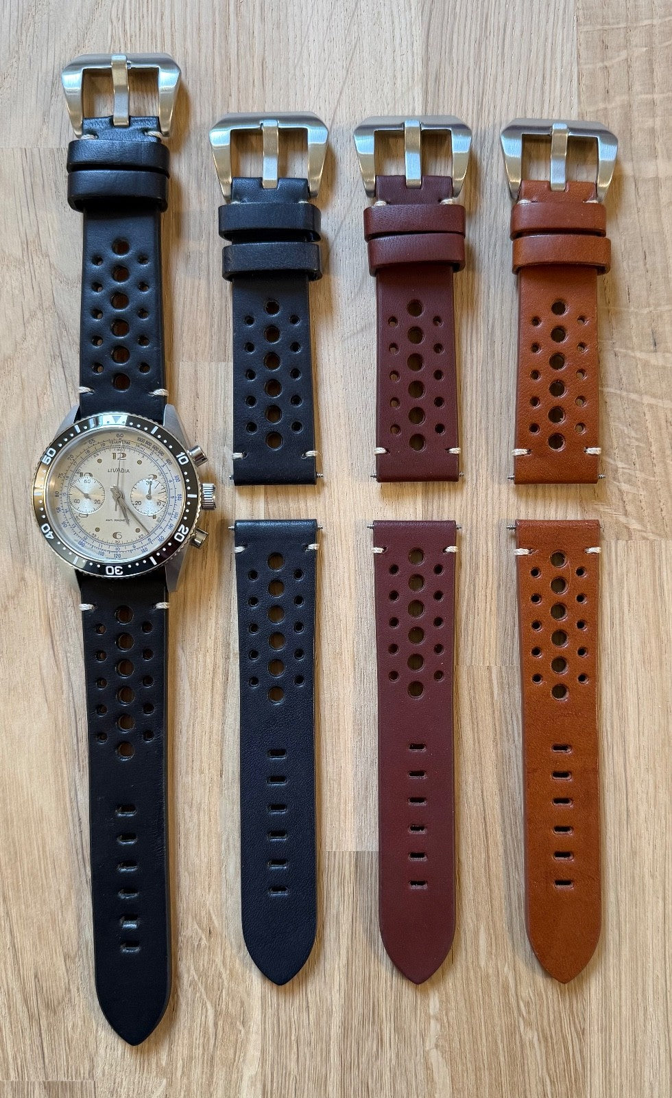 Brand New Luxury Rally Sports Smooth Leather Watch Strap - Genuine Calf Leather