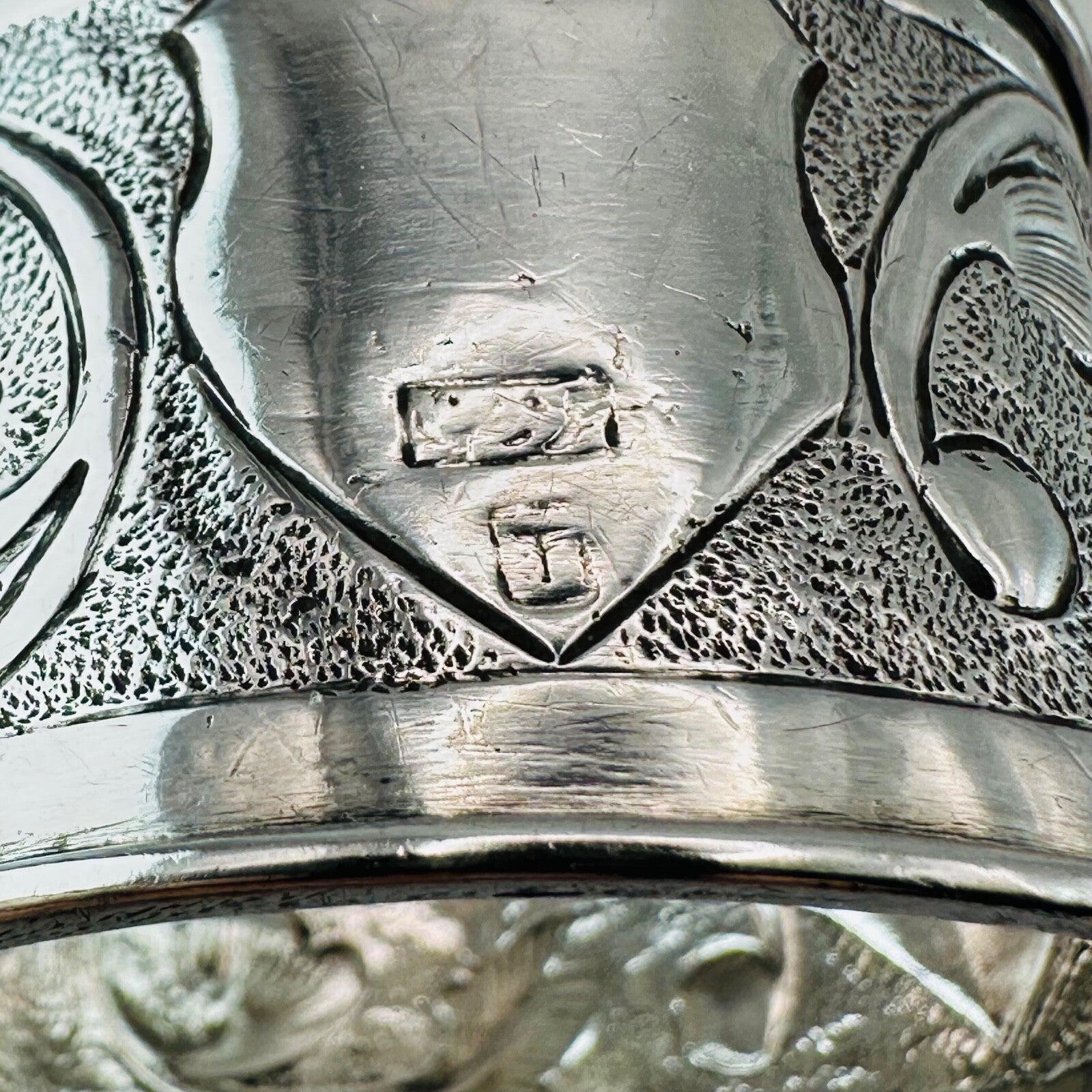 Antique Silver Napkin Ring – Floral Engraving – Hallmark Rubbed