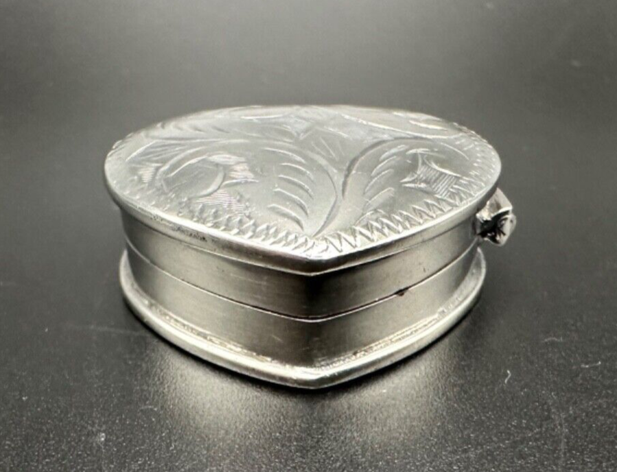 Vintage Silver 925 Small Heart Shaped Pill Box