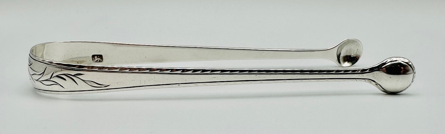 Antique Sterling Silver Sugar Tongs – c.1820–1840