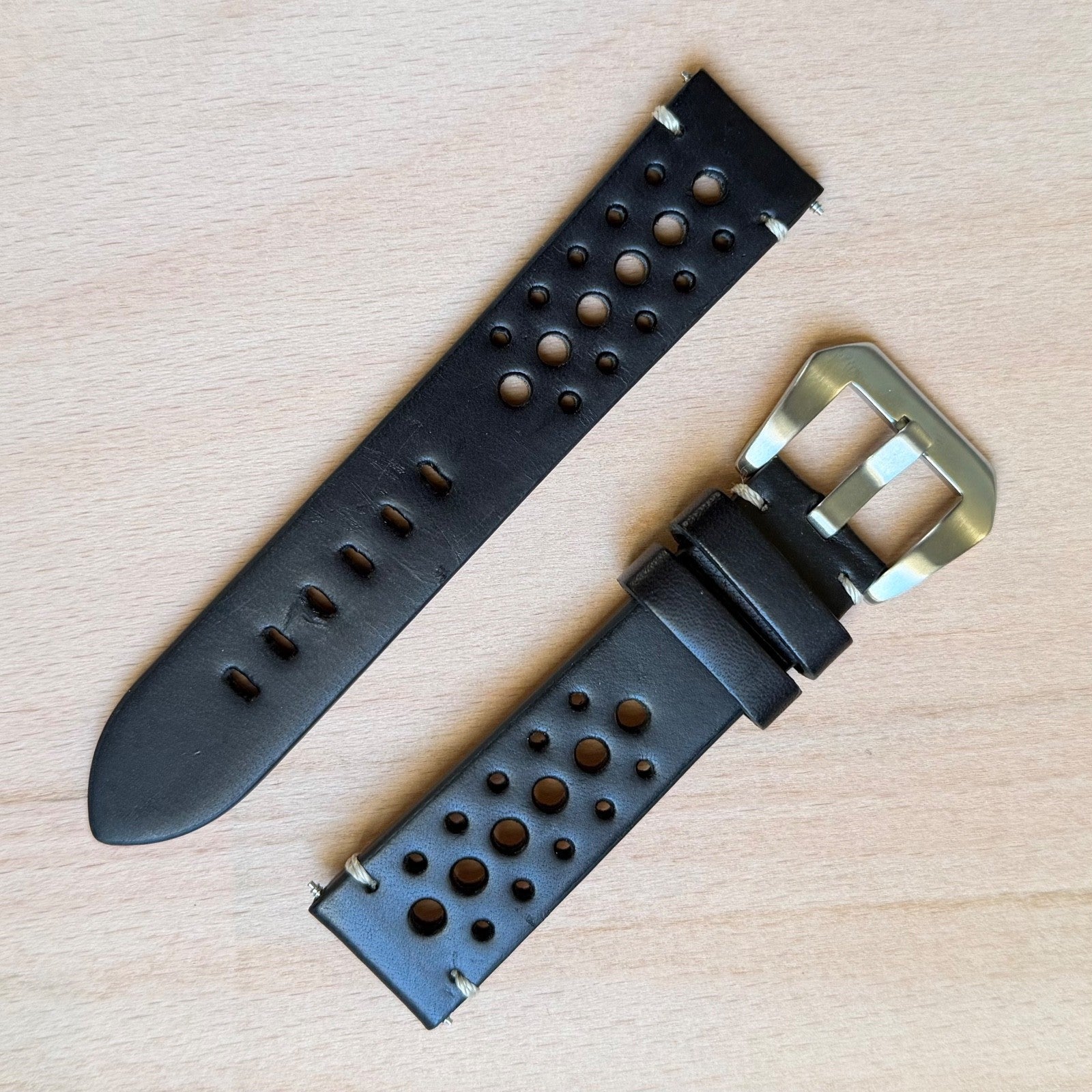 Brand New Luxury Rally Sports Smooth Leather Watch Strap - Genuine Calf Leather