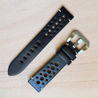 Brand New Luxury Rally Sports Smooth Leather Watch Strap - Genuine Calf Leather