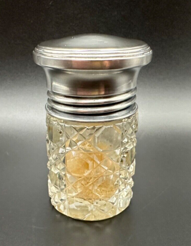 Antique Silver & Glass Smelling Salts Jar - Birmingham 1921 A J Pepper &